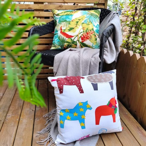 2x POSZEWKA NA PODUSZKĘ 45x45cm DEKORACYJNA WZORZYSTA LIŚCIE KONIE BAWEŁNA 2x POSZEWKA NA PODUSZKĘ 45x45cm DEKORACYJNA WZORZYSTA LIŚCIE KONIE BAWEŁNA