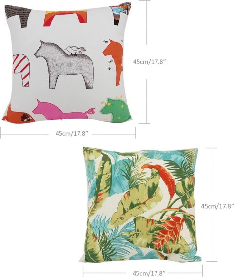 2x POSZEWKA NA PODUSZKĘ 45x45cm DEKORACYJNA WZORZYSTA LIŚCIE KONIE BAWEŁNA 2x POSZEWKA NA PODUSZKĘ 45x45cm DEKORACYJNA WZORZYSTA LIŚCIE KONIE BAWEŁNA