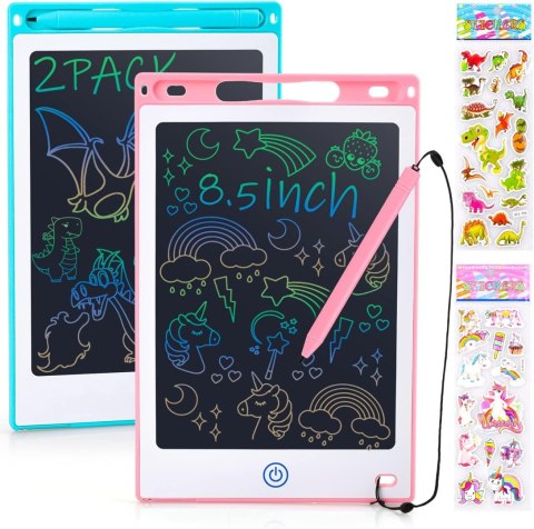 2x TABLET DO RYSOWANIA I PISANIA Z EKRANEM LCD RÓŻOWY NIEBIESKI 8,5" 2x TABLET DO RYSOWANIA I PISANIA Z EKRANEM LCD RÓŻOWY NIEBIESKI 8,5"