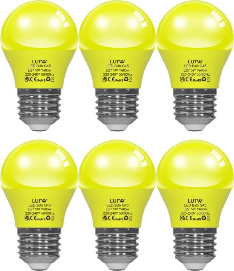 6x ŻARÓWKA LED E27 G45 5W ŻÓŁTA 450lm 6x ŻARÓWKA LED E27 G45 5W ŻÓŁTA 450lm