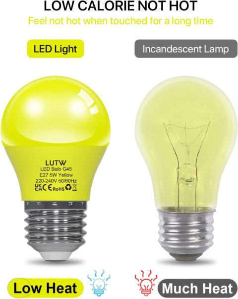 6x ŻARÓWKA LED E27 G45 5W ŻÓŁTA 450lm 6x ŻARÓWKA LED E27 G45 5W ŻÓŁTA 450lm