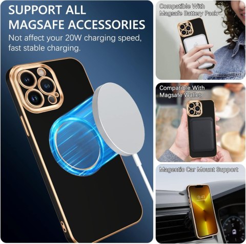 ETUI POKROWIEC DO APPLE IPHONE 13 PRO CASE CZARNE ZŁOTE PLECKI MAGSAFE ETUI POKROWIEC DO APPLE IPHONE 13 PRO CASE CZARNE ZŁOTE PLECKI MAGSAFE