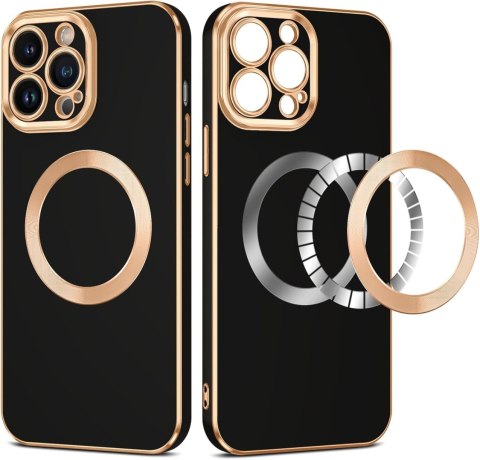 ETUI POKROWIEC DO APPLE IPHONE 13 PRO CASE CZARNE ZŁOTE PLECKI MAGSAFE ETUI POKROWIEC DO APPLE IPHONE 13 PRO CASE CZARNE ZŁOTE PLECKI MAGSAFE