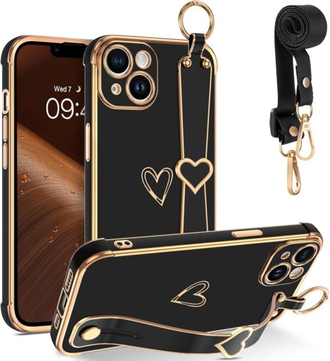 ETUI POKROWIEC DO APPLE IPHONE 14 SOLIDNE CZARNE ZŁOTE PLECKI Z PODSTAWKĄ ETUI POKROWIEC DO APPLE IPHONE 14 SOLIDNE CZARNE ZŁOTE PLECKI Z PODSTAWKĄ
