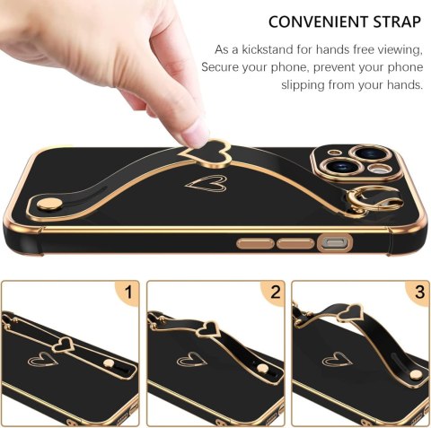 ETUI POKROWIEC DO APPLE IPHONE 14 SOLIDNE CZARNE ZŁOTE PLECKI Z PODSTAWKĄ ETUI POKROWIEC DO APPLE IPHONE 14 SOLIDNE CZARNE ZŁOTE PLECKI Z PODSTAWKĄ