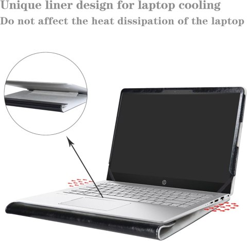 ETUI Z KLAPKĄ NA LAPTOPA HP PAVILION X360/PAVILION 14" CZARNE Z EKOSKÓRY