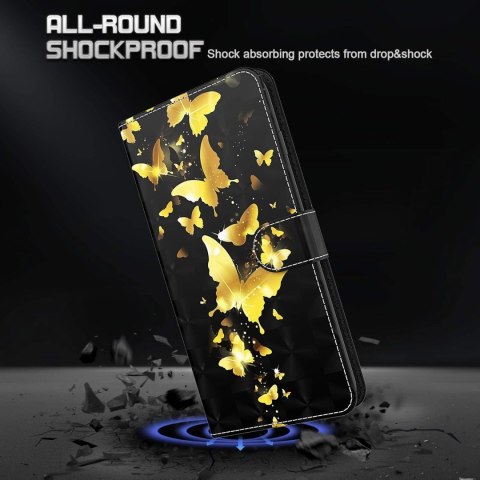 ETUI Z KLAPKĄ NOKIA G60 5G 6.58" CASE ZŁOTE MOTYLE ZAMYKANY SOLIDNY TA-1479