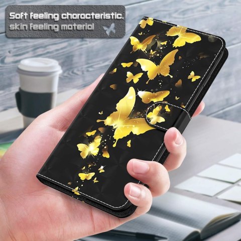 ETUI Z KLAPKĄ NOKIA G60 5G 6.58" CASE ZŁOTE MOTYLE ZAMYKANY SOLIDNY TA-1479
