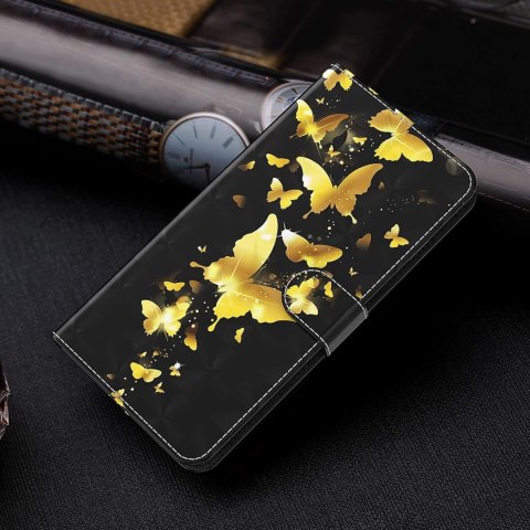 ETUI Z KLAPKĄ NOKIA G60 5G 6.58" CASE ZŁOTE MOTYLE ZAMYKANY SOLIDNY TA-1479
