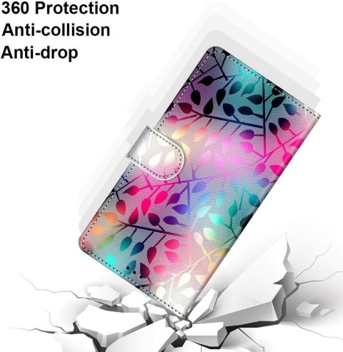 ETUI Z KLAPKĄ SAMSUNG GALAXY S21 5G EKOSKÓRA KOLOROWE LIŚCIE OMBRE TĘCZA ETUI Z KLAPKĄ SAMSUNG GALAXY S21 5G EKOSKÓRA KOLOROWE LIŚCIE OMBRE TĘCZA