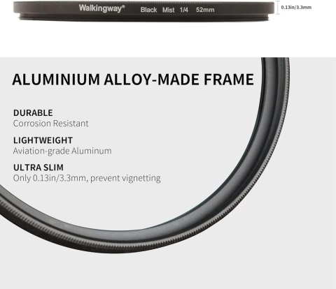 FILTR DO OBIEKTYWU DYFUZYJNY MIST MGŁA ZMIĘKCZAJĄCY ŚWIATŁO 52mm 1/4 FILTR DO OBIEKTYWU DYFUZYJNY MIST MGŁA ZMIĘKCZAJĄCY ŚWIATŁO 52mm 1/4