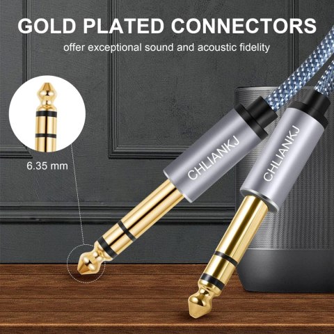 KABEL INSTRUMENTALNY AUDIO TRS JACK 6,35mm na 6,35mm 3M OPLOT NYLONOWY KABEL INSTRUMENTALNY AUDIO TRS JACK 6,35mm na 6,35mm 3M OPLOT NYLONOWY
