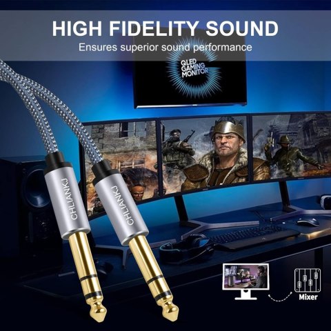 KABEL INSTRUMENTALNY AUDIO TRS JACK 6,35mm na 6,35mm 3M OPLOT NYLONOWY KABEL INSTRUMENTALNY AUDIO TRS JACK 6,35mm na 6,35mm 3M OPLOT NYLONOWY