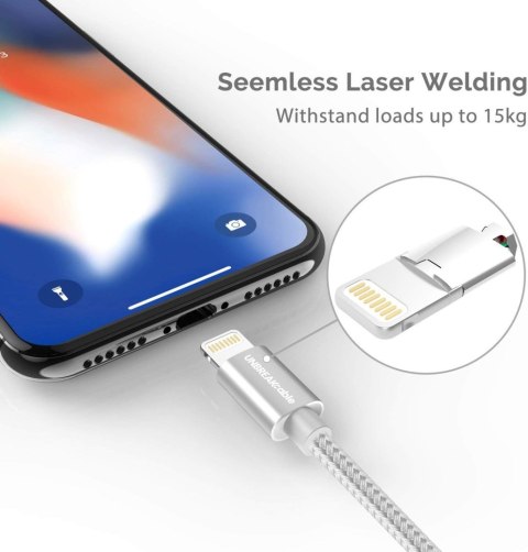 KABEL IPHONE 1m SREBRNY iPhone iPad AIRPODS CERTYFIKAT MFI LIGHTNING KABEL IPHONE 1m SREBRNY iPhone iPad AIRPODS CERTYFIKAT MFI LIGHTNING