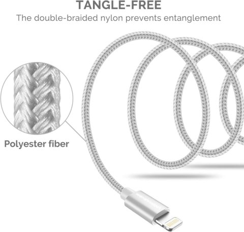 KABEL IPHONE 1m SREBRNY iPhone iPad AIRPODS CERTYFIKAT MFI LIGHTNING KABEL IPHONE 1m SREBRNY iPhone iPad AIRPODS CERTYFIKAT MFI LIGHTNING