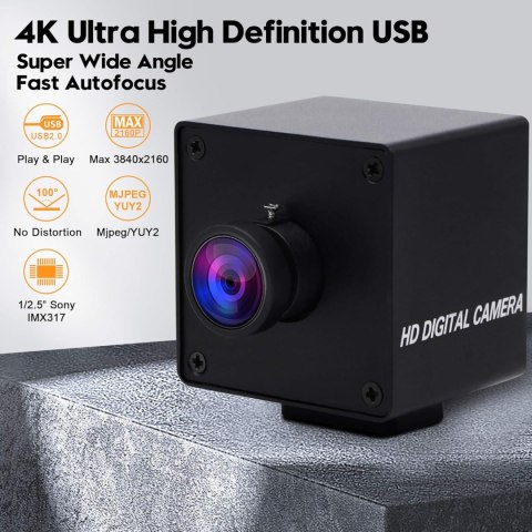 KAMERA INTERNETOWA USB ULTRA HD 4K 30FPS 170° RYBIE OKO CMOS CZARNA KAMERA INTERNETOWA USB ULTRA HD 4K 30FPS 170° RYBIE OKO CMOS CZARNA