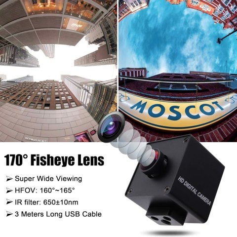 KAMERA INTERNETOWA USB ULTRA HD 4K 30FPS 170° RYBIE OKO CMOS CZARNA KAMERA INTERNETOWA USB ULTRA HD 4K 30FPS 170° RYBIE OKO CMOS CZARNA
