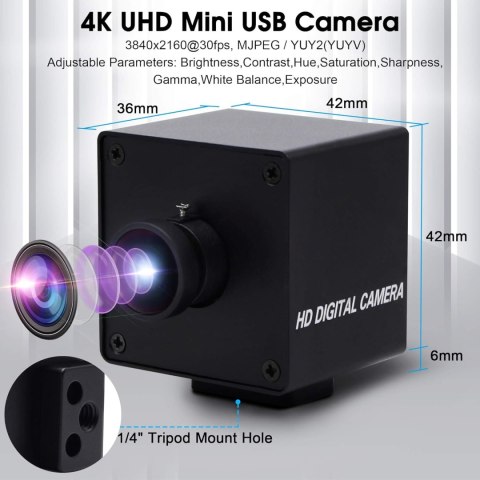 KAMERA INTERNETOWA USB ULTRA HD 4K 30FPS 170° RYBIE OKO CMOS CZARNA KAMERA INTERNETOWA USB ULTRA HD 4K 30FPS 170° RYBIE OKO CMOS CZARNA