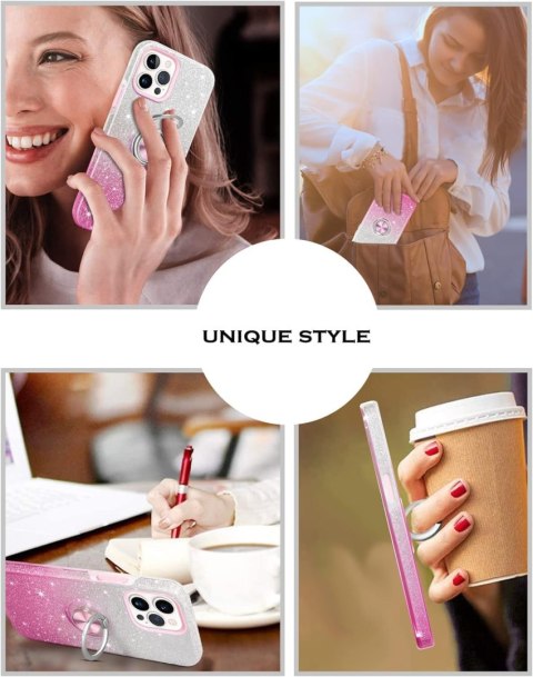 ETUI APPLE IPHONE 13 PRO CASE RÓŻOWY BROKATOWY OMBRE +RING PODSTAWKA A2483 ETUI APPLE IPHONE 13 PRO CASE RÓŻOWY BROKATOWY OMBRE +RING PODSTAWKA A2483