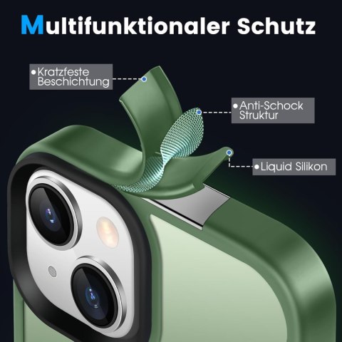 ETUI APPLE IPHONE 14 SILIKONOWE ZIELONE PÓŁPRZEZROCZYSTE PLECKI +MAGSAFE
