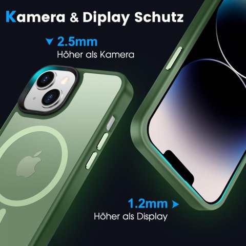 ETUI APPLE IPHONE 14 SILIKONOWE ZIELONE PÓŁPRZEZROCZYSTE PLECKI +MAGSAFE
