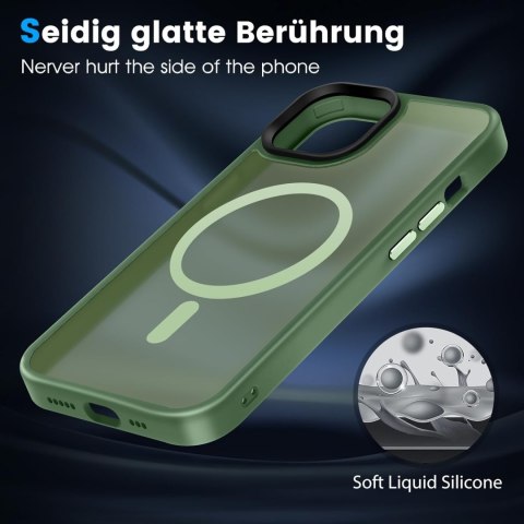 ETUI APPLE IPHONE 14 SILIKONOWE ZIELONE PÓŁPRZEZROCZYSTE PLECKI +MAGSAFE