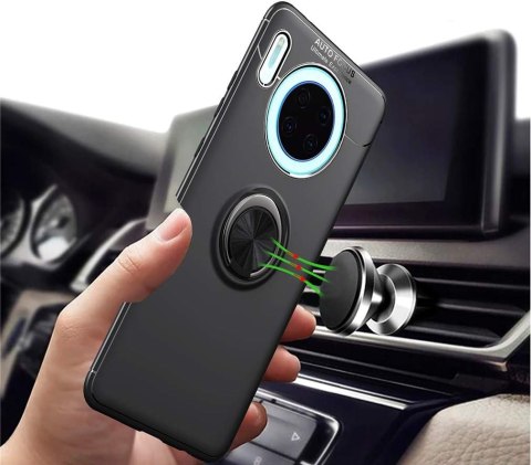 ETUI POKROWIEC DO HUAWEI MATE 30 CZARNE SILIKONOWE PLECKI Z PIERŚCIENIEM ETUI POKROWIEC DO HUAWEI MATE 30 CZARNE SILIKONOWE PLECKI Z PIERŚCIENIEM
