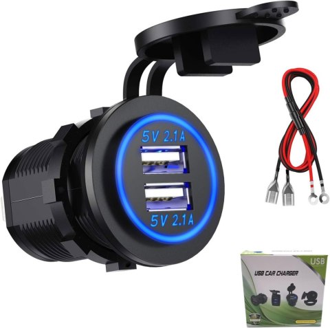 GNIAZDO ŁADOWARKI SAMOCHODOWEJ 12V/24V 2xPORT ŁADOWNIA USB 5V 2.1A GNIAZDO ŁADOWARKI SAMOCHODOWEJ 12V/24V 2xPORT ŁADOWNIA USB 5V 2.1A