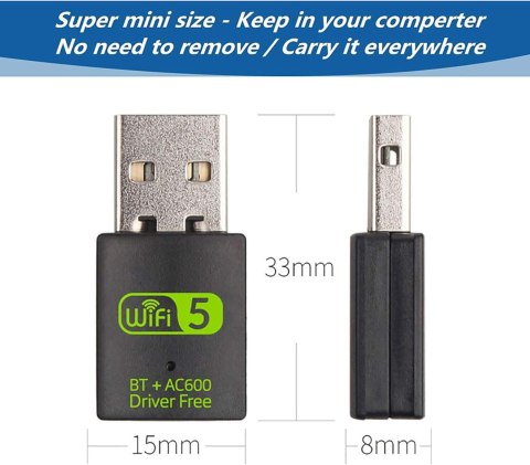 KARTA SIECIOWA KLUCZ USB BLUETOOTH 4.2 WIFI 2,4G/5G 600 Mb/s KARTA SIECIOWA KLUCZ USB BLUETOOTH 4.2 WIFI 2,4G/5G 600 Mb/s