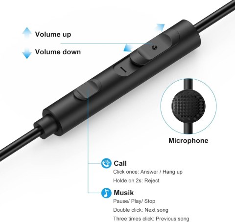 ANKBIT E100Pro SŁUCHAWKI DOUSZNE PRZEWODOWE Z MIKROFONEM NOISE CZARNE