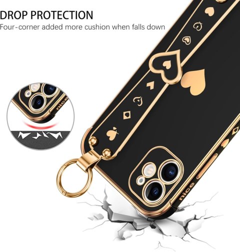 ETUI APPLE IPHONE 11 SILIKONOWE CZARNE ZŁOTE SERDUSZKO +UCHWYT A2111 ETUI APPLE IPHONE 11 SILIKONOWE CZARNE ZŁOTE SERDUSZKO +UCHWYT A2111