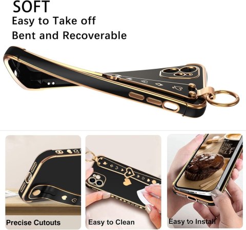 ETUI APPLE IPHONE 11 SILIKONOWE CZARNE ZŁOTE SERDUSZKO +UCHWYT A2111 ETUI APPLE IPHONE 11 SILIKONOWE CZARNE ZŁOTE SERDUSZKO +UCHWYT A2111