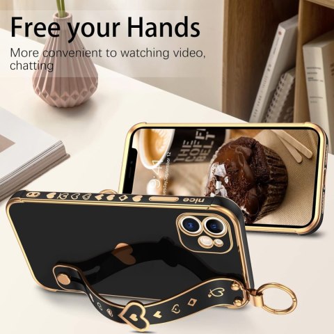 ETUI APPLE IPHONE 11 SILIKONOWE CZARNE ZŁOTE SERDUSZKO +UCHWYT A2111 ETUI APPLE IPHONE 11 SILIKONOWE CZARNE ZŁOTE SERDUSZKO +UCHWYT A2111