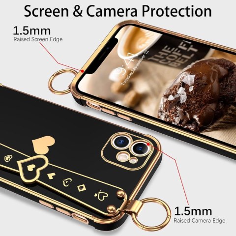 ETUI APPLE IPHONE 11 SILIKONOWE CZARNE ZŁOTE SERDUSZKO +UCHWYT A2111 ETUI APPLE IPHONE 11 SILIKONOWE CZARNE ZŁOTE SERDUSZKO +UCHWYT A2111