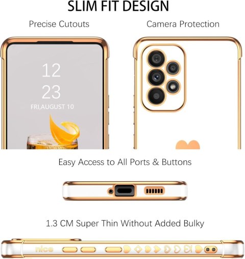 ETUI SAMSUNG GALAXY A53 5G CASE SILIKONOWY BIAŁY ZŁOTE ZDOBIENIA SM-A5360