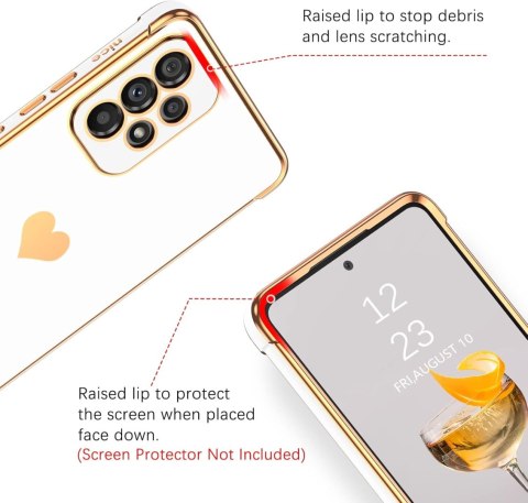 ETUI SAMSUNG GALAXY A53 5G CASE SILIKONOWY BIAŁY ZŁOTE ZDOBIENIA SM-A5360