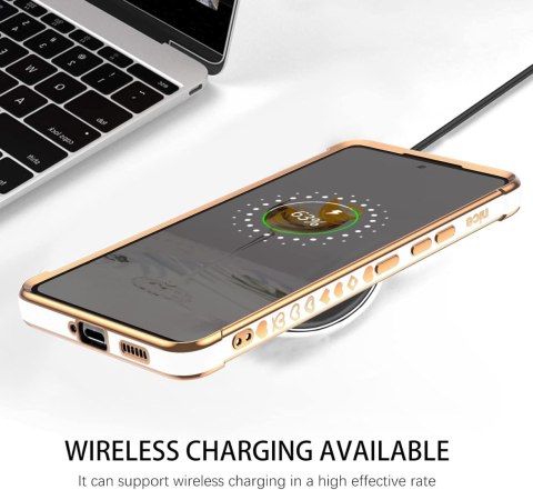 ETUI SAMSUNG GALAXY A53 5G CASE SILIKONOWY BIAŁY ZŁOTE ZDOBIENIA SM-A5360