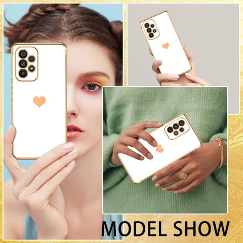 ETUI SAMSUNG GALAXY A53 5G CASE SILIKONOWY BIAŁY ZŁOTE ZDOBIENIA SM-A5360