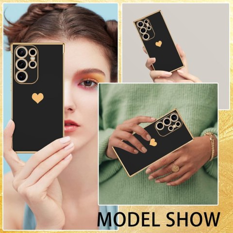 ETUI SAMSUNG GALAXY S23 ULTRA 5G SILIKONOWE CZARNE ZŁOTE SERCE SM-S918B ETUI SAMSUNG GALAXY S23 ULTRA 5G SILIKONOWE CZARNE ZŁOTE SERCE SM-S918B