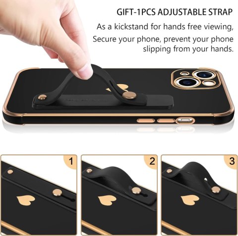 ETUI SLIKONOWE APPLE IPHONE 13 6.1" CZARNE ZŁOTE +UCHWYT A2482 ETUI SLIKONOWE APPLE IPHONE 13 6.1" CZARNE ZŁOTE +UCHWYT A2482