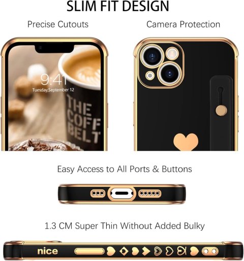 ETUI SLIKONOWE APPLE IPHONE 13 6.1" CZARNE ZŁOTE +UCHWYT A2482 ETUI SLIKONOWE APPLE IPHONE 13 6.1" CZARNE ZŁOTE +UCHWYT A2482