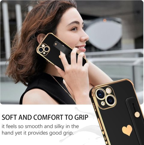 ETUI SLIKONOWE APPLE IPHONE 13 6.1" CZARNE ZŁOTE +UCHWYT A2482 ETUI SLIKONOWE APPLE IPHONE 13 6.1" CZARNE ZŁOTE +UCHWYT A2482