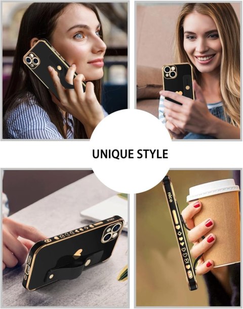 ETUI SLIKONOWE APPLE IPHONE 13 6.1" CZARNE ZŁOTE +UCHWYT A2482 ETUI SLIKONOWE APPLE IPHONE 13 6.1" CZARNE ZŁOTE +UCHWYT A2482
