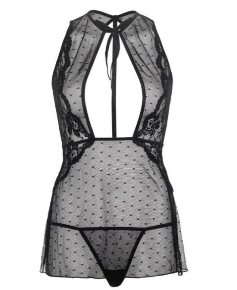 KOMPLET BIELIZNY DAMSKIEJ LEG AVENUE CZARNY KOSZULKA I STRINGI S/M KOMPLET BIELIZNY DAMSKIEJ LEG AVENUE CZARNY KOSZULKA I STRINGI S/M