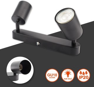 LAMPA SUFITOWA REFLEKTOR 2xLED GU10 OBROTOWY KOLOR CZARNY 230V 26CM