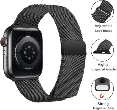 PASEK DO ZEGARKA CZARNY APPLE WATCH 45/44/42/41/40/38 8/7/6/5/4/3/2 ETUI 22mm PASEK DO ZEGARKA CZARNY APPLE WATCH 45/44/42/41/40/38 8/7/6/5/4/3/2 ETUI 22mm