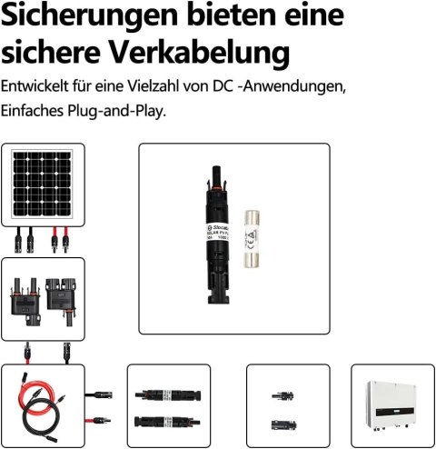 ZŁĄCZE DO PANELI FOTOWOLTAICZNYCH WODOODPORNY BEZPIECZNIK 20A 1000V IP68 ZŁĄCZE DO PANELI FOTOWOLTAICZNYCH WODOODPORNY BEZPIECZNIK 20A 1000V IP68