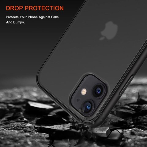 ETUI APPLE IPHONE 11 CZARNY MATOWY PÓŁPRZEZROCZYSTE PLECKI +SZKŁO HARTOWANE
