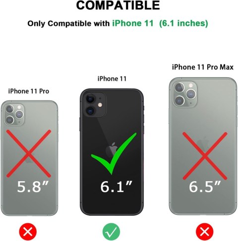 ETUI APPLE IPHONE 11 CZARNY MATOWY PÓŁPRZEZROCZYSTE PLECKI +SZKŁO HARTOWANE