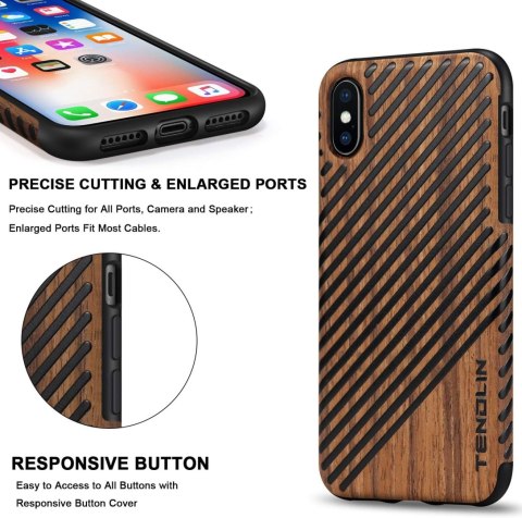 ETUI APPLE IPHONE XS/X SILIKONOWY DREWNIANY CZARNE PASKI +SZKŁO HARTOWANE ETUI APPLE IPHONE XS/X SILIKONOWY DREWNIANY CZARNE PASKI +SZKŁO HARTOWANE
